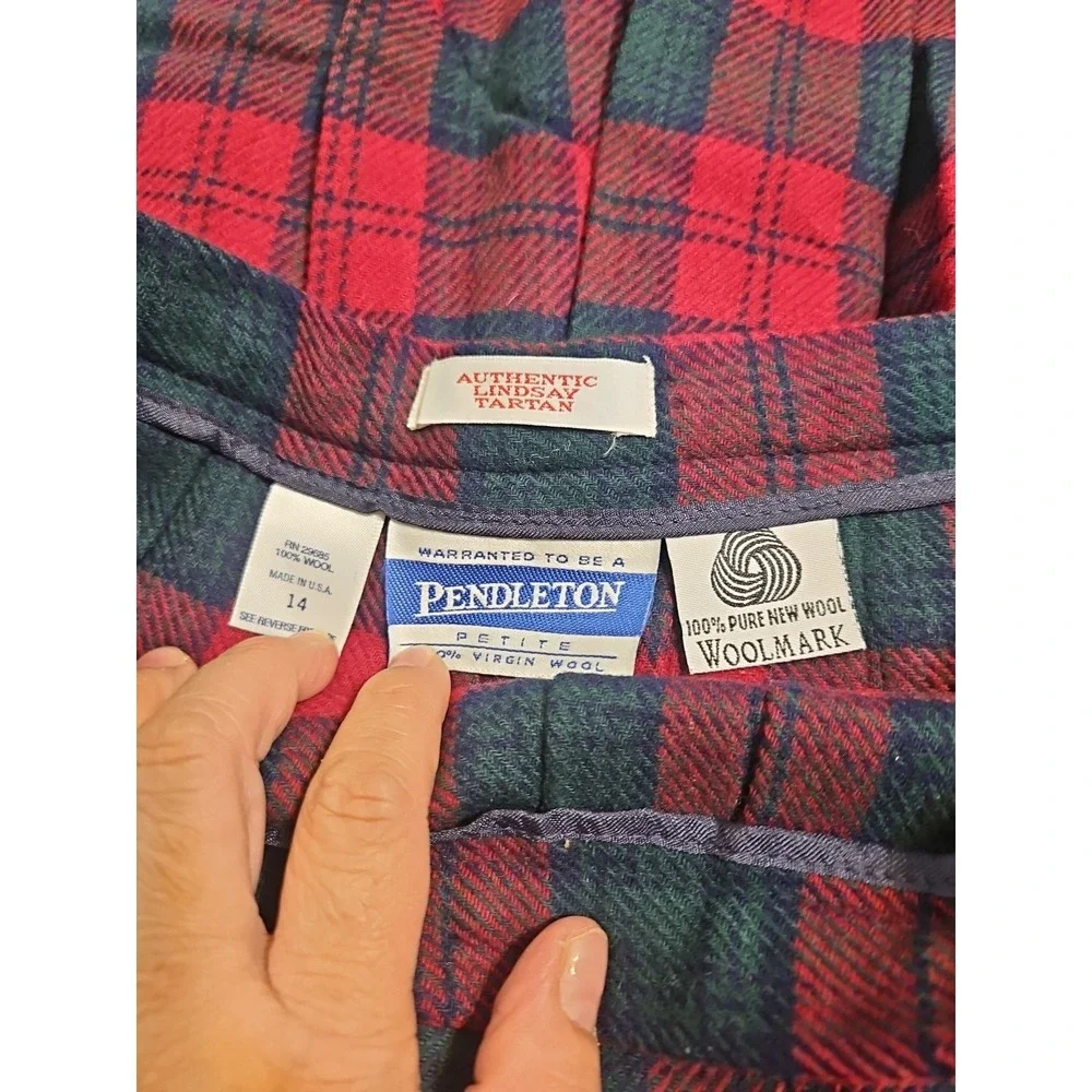Pendleton Skirt‎ Womens Size 14 Plaid 100% Wool Pleated Midi Lined Tartan - Picture 4 of 13